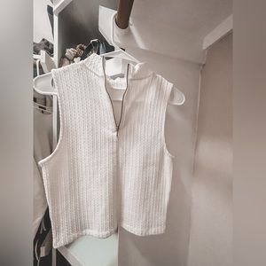 Half-Zip Crop Top in White